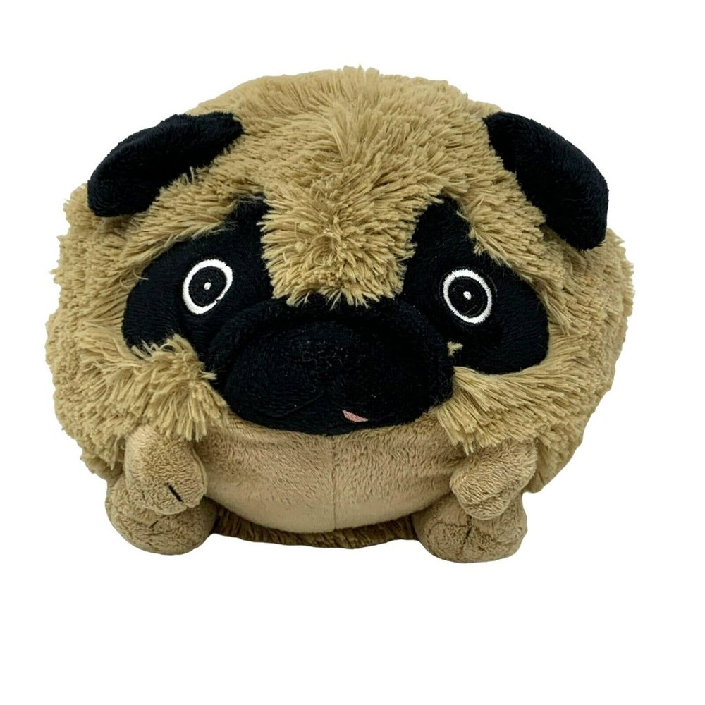 SQUISHABLE Pug Puppy Dog Brown Black 8" Round Plush Stuffed Animal Toy